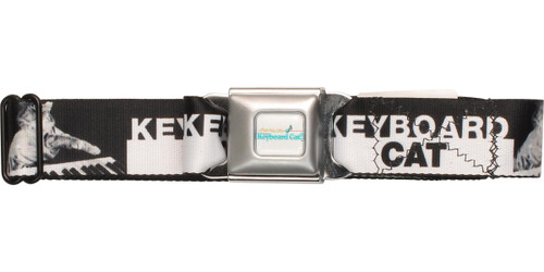 Keyboard Cat Name Black and White Seatbelt Mesh Belt Keyboard Cat Name Black and White Seatbelt Mesh Belt