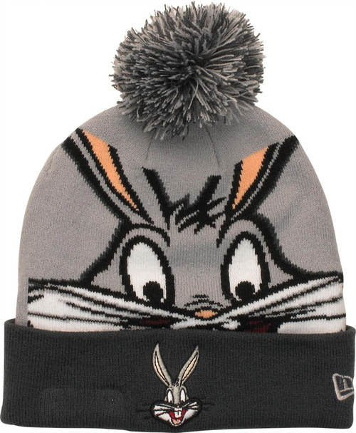 Looney Tunes Bugs Bunny Face Cuff Pom Beanie Looney Tunes Bugs Bunny Face Cuff Pom Beanie