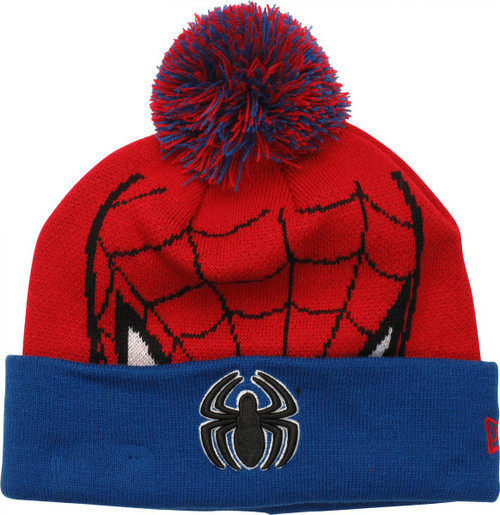 Spiderman Mask Cuff Pom Beanie Spiderman Mask Cuff Pom Beanie