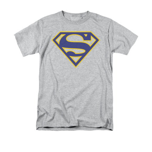 Superman Maize & Blue Shield Heather T Shirt Superman Maize & Blue Shield Heather T Shirt