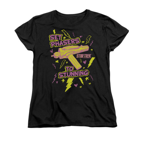 Star Trek Set Phasers Ladies T Shirt Star Trek Set Phasers Ladies T Shirt