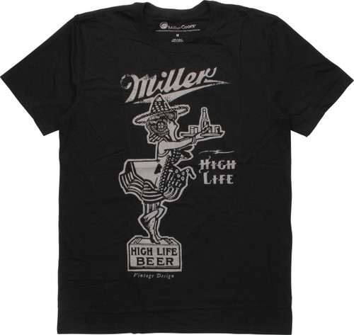 Miller High Life Serving Tray Girl T Shirt Sheer