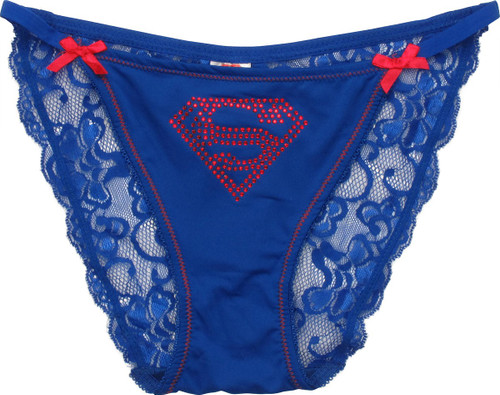 Superman Rhinestone Logo Lace Back Panty Superman Rhinestone Logo Lace Back Panty