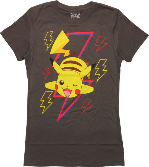 Pokemon Pikachu Wink Bolts MF Juniors T-Shirt Pokemon Pikachu Wink Bolts MF Juniors T-Shirt