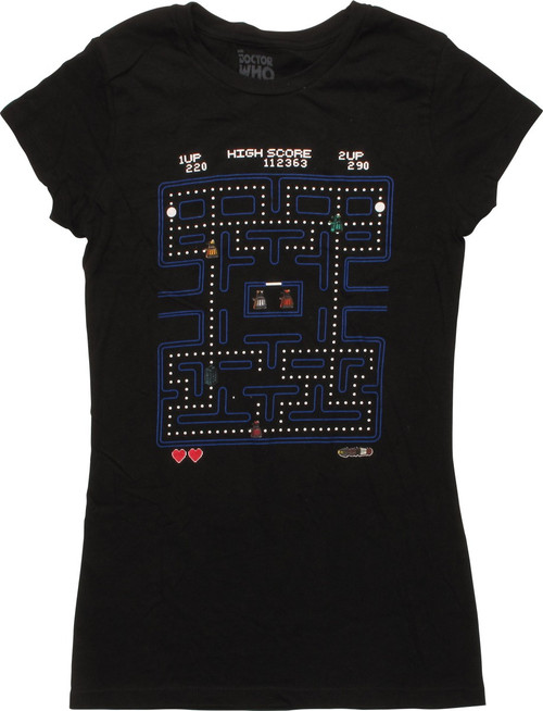 Doctor Who Pac Man Game Juniors T-Shirt Doctor Who Pac Man Game Juniors T-Shirt