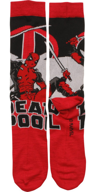 Deadpool Action Scene Above Name Crew Socks Deadpool Action Scene Above Name Crew Socks