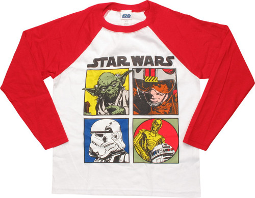 Star Wars ESB Squares Red Raglan Juvenile T-Shirt Star Wars ESB Squares Red Raglan Juvenile T-Shirt