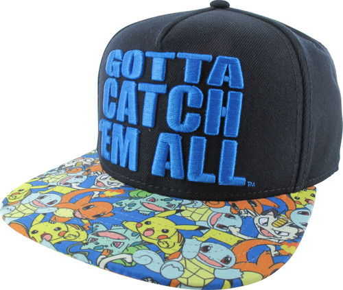 Pokemon Catch Em All Embroidered Snapback Hat Pokemon Catch Em All Embroidered Snapback Hat