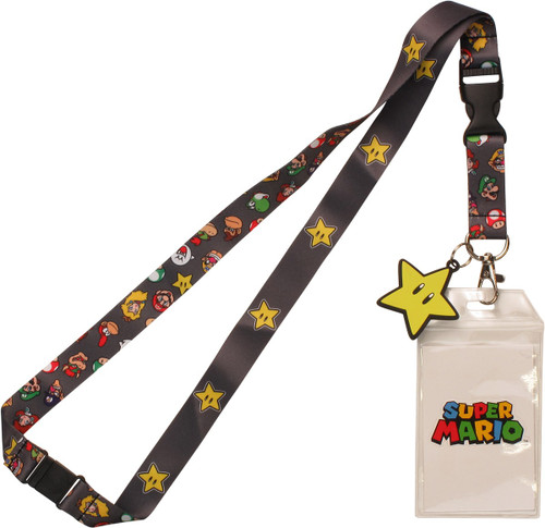 Mario Character Faces Star Charm Lanyard Mario Character Faces Star Charm Lanyard