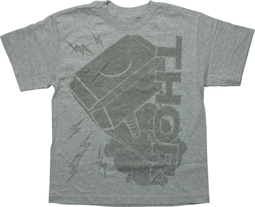 Thor Dark World Hammer Heather Gray Youth T-Shirt Thor Dark World Hammer Heather Gray Youth T-Shirt