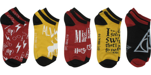Harry Potter Mischief Icons 5 Pair Ankle Socks Set Harry Potter Mischief Icons 5 Pair Ankle Socks Set