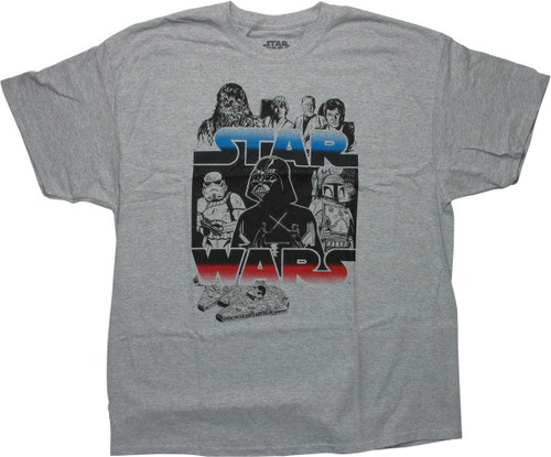 Star Wars Name Cast Heathered Gray T-Shirt Star Wars Name Cast Heathered Gray T-Shirt