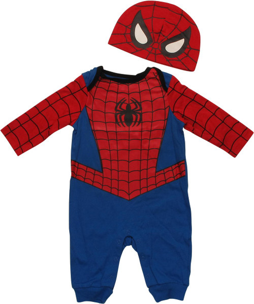 Spiderman Costume Coverall Hat and Snap Suit Set Spiderman Costume Coverall Hat and Snap Suit Set