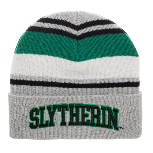 Harry Potter Slytherin 3D Name Striped Cuff Beanie Harry Potter Slytherin 3D Name Striped Cuff Beanie