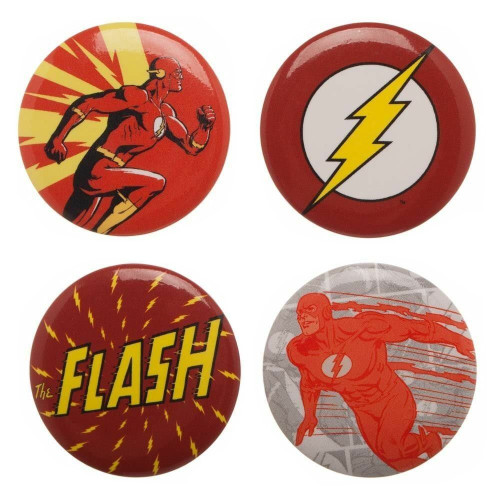 Flash Hero Logos 4 Piece Button Set Flash Hero Logos 4 Piece Button Set