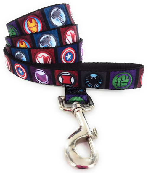 Avengers Superhero Logos Wrap 4 Foot Pet Leash Avengers Superhero Logos Wrap 4 Foot Pet Leash