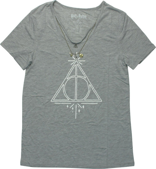 Harry Potter Deathly Hallows Charm Juniors T-Shirt Harry Potter Deathly Hallows Charm Juniors T-Shirt