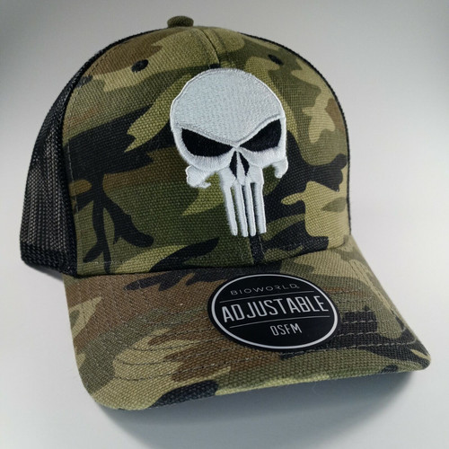 Punisher Skull Camo Trucker Hat