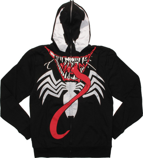 トップス  Venom Hoodie Marvel Venom Zip Up Hoodie Over The Face Mask - Black Men's