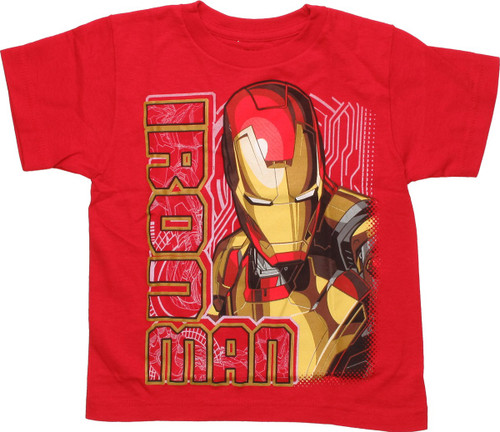 Iron Man Name and Bust Red Juvenile T-Shirt