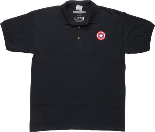 Captain America Embroidered Shield Logo Polo Shirt