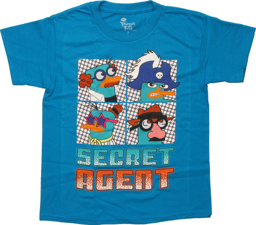 Phineas and Ferb Secret Agent Teal Juvenile Shirt