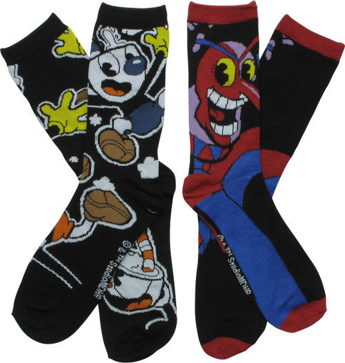 Cuphead and Beppi the Clown 2 Pair Crew Socks Set