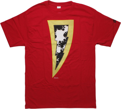 Shazam New 52 2019 Logo Name on Back Red T-Shirt