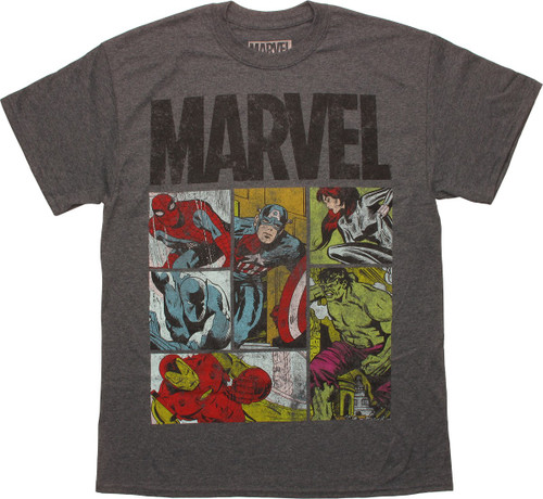 Avengers Hero Panels Distressed T-Shirt