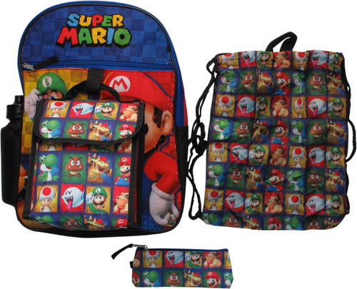 Super Mario Backpack with Lunch Box Mario Kids Backpack 2 Piece