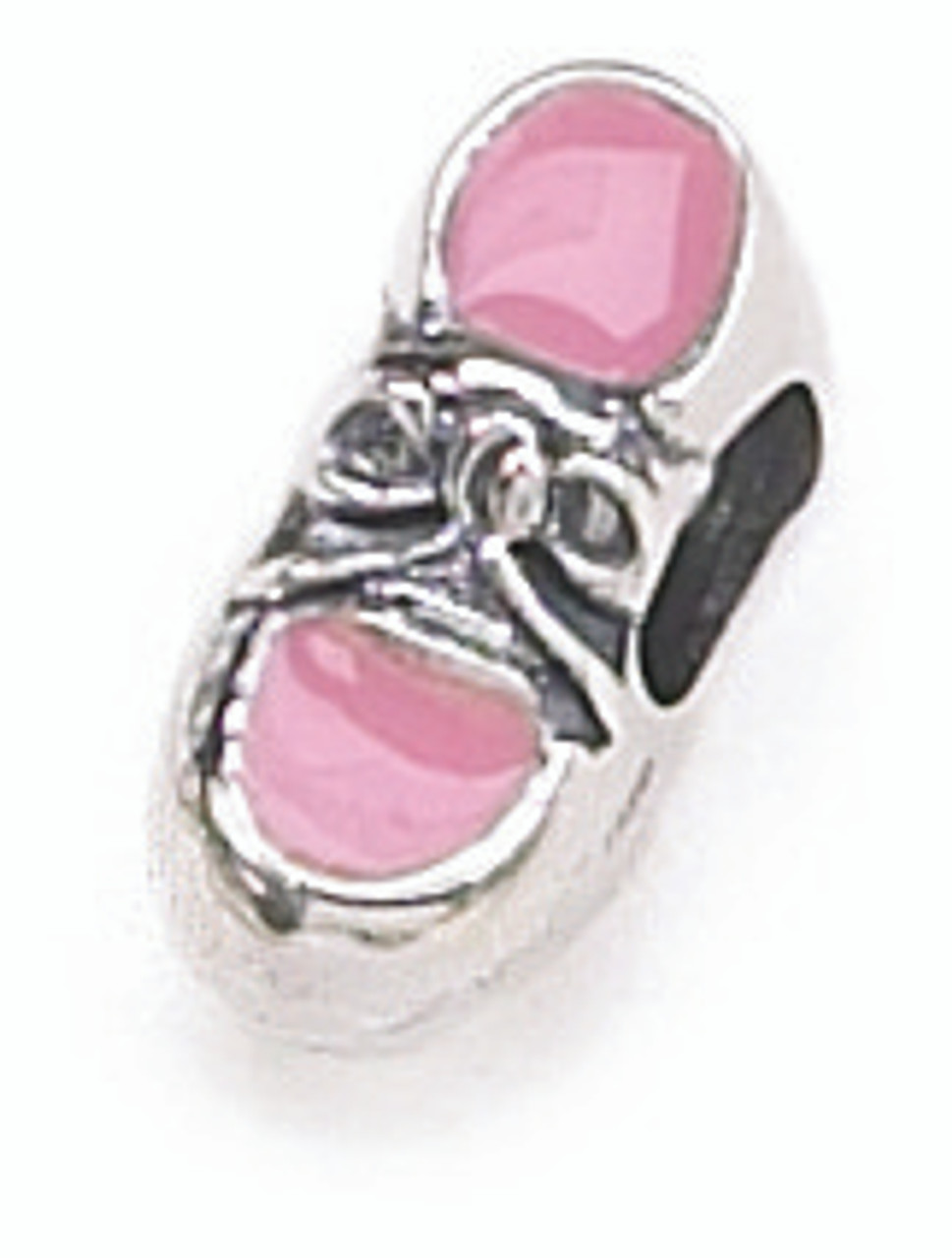 ZABLE Engravable Baby Girl Shoe in Pink Bead Charm BZ-1410