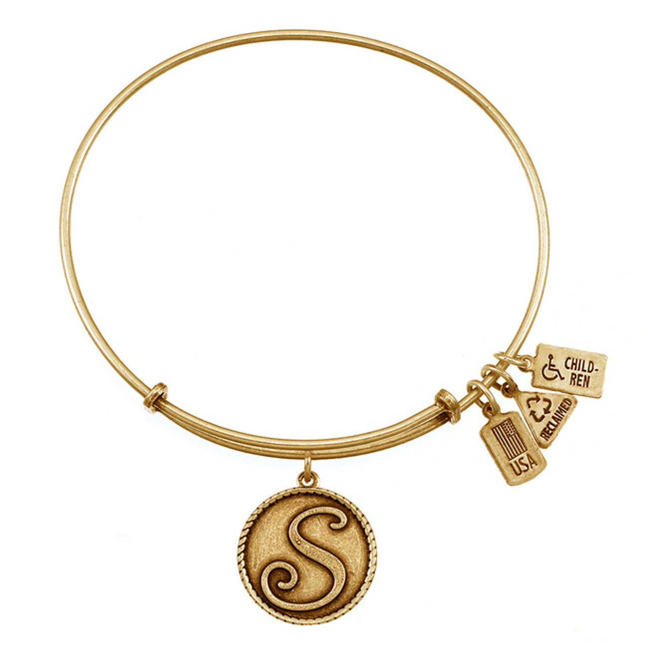 Wind and Fire Love Letter S Initial Charm with Bangle WF-168