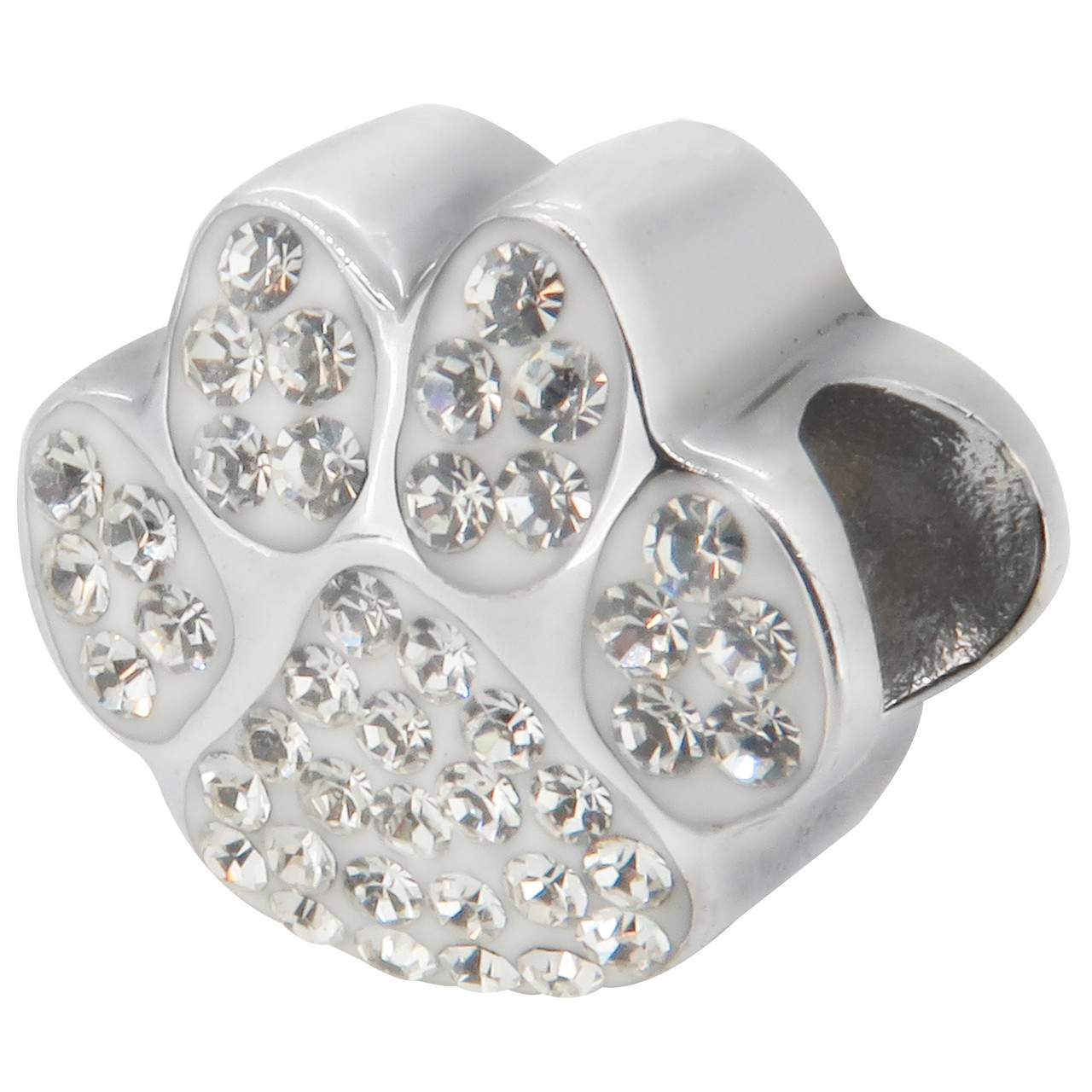 ZABLE Crystal Cat or Dog Paw Print Bead Charm BZ-2291