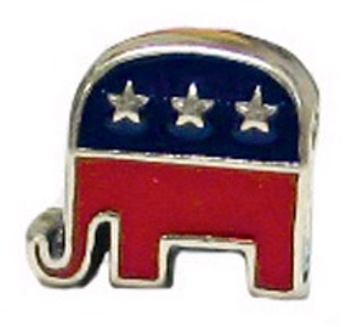 ZABLE US Republican Party Elephant Enamel Bead Charm BZ-1956