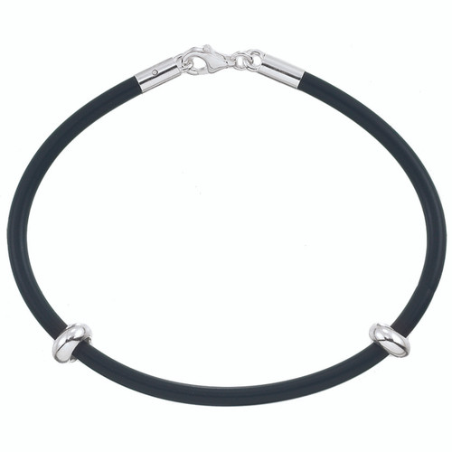 ZABLE 6" Black Rubber Starter Bracelet with 2 Stoppers