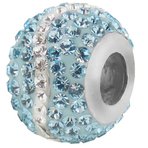 ZABLE Light Blue & White Wave Crystal Studded Bead Charm BZ-1153