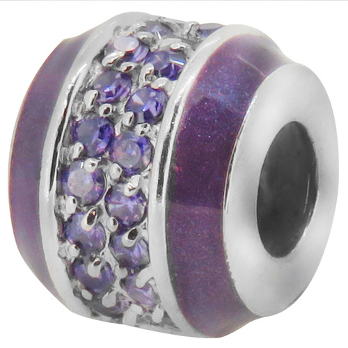 ZABLE Purple enamel and CZ Ball Bead Charm BZ-1142