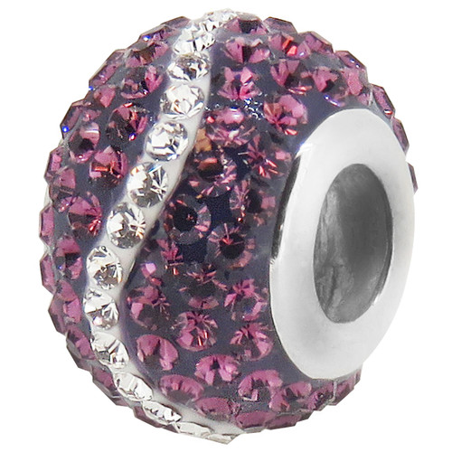 ZABLE Purple & White Wave Crystal Studded Bead Charm BZ-1150