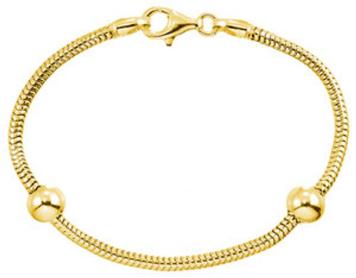 ZABLE 14k Gold over Sterling Smart Starter Bracelet with 2 Stoppers 7.5"