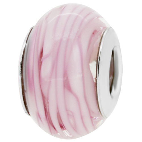 Authentic ZABLE Smaller Murano Glass Bead Charm Pink Swirl BZ4024