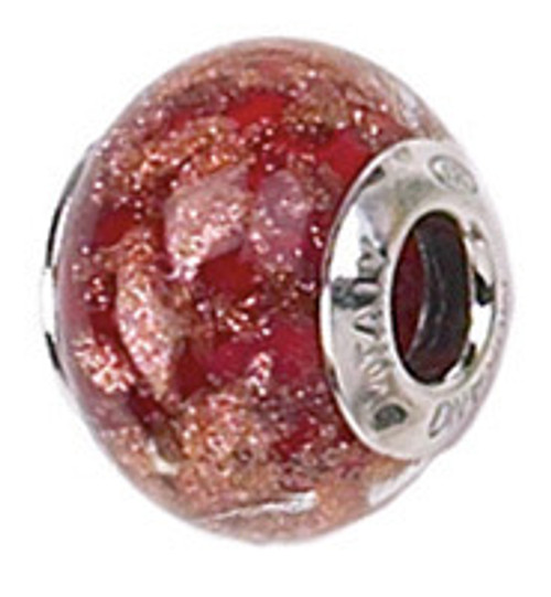 ZABLE Murano Red and Gold Glass Bead Charm BZ-1543