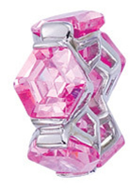 ZABLE Pink Hexagon CZ Bead Charm BZ-1152