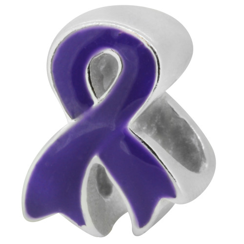 ZABLE Purple Ribbon Bead Charm BZ-2223, fits pandora, compatible with pandora.