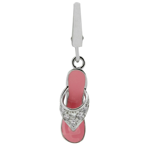 ZABLE Pink Flip-Flop with CZ's Bead Charms LC-133