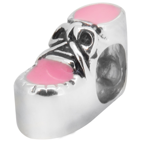 Zable bead charm pink baby shoe BZ1410 fits Pandora, compatible with Pandora.