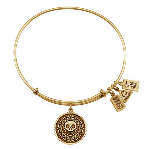 Wind and Fire Gold Mayan Crystal Skull Charm with Bangle WF-232
