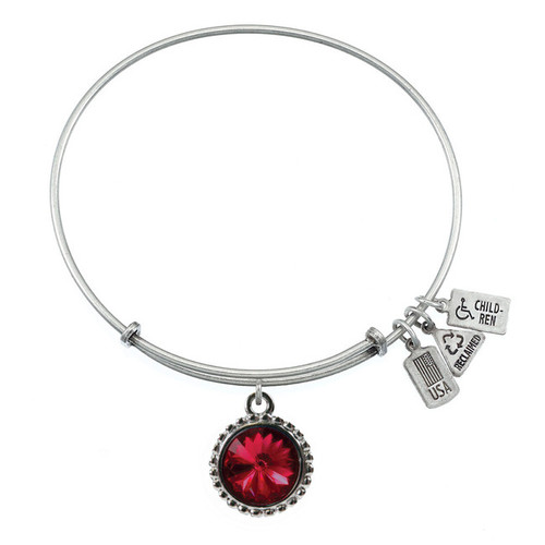 Wind and Fire January Birthstone Charm with Bangle WF-101