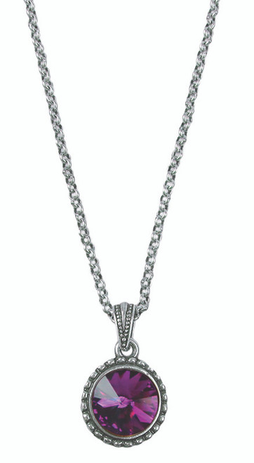 February Silver Wind and Fire birthstone necklace with adjustable chain.