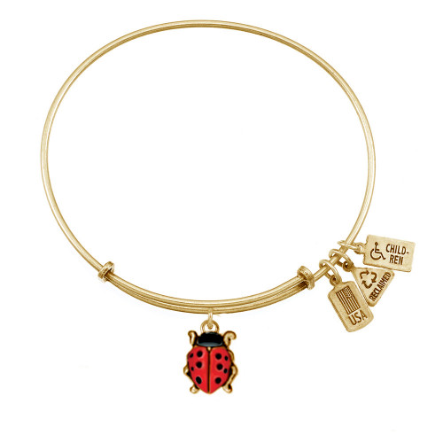 Wind and Fire 3D Gold Enamel Ladybug Charm with Bangle WF-517