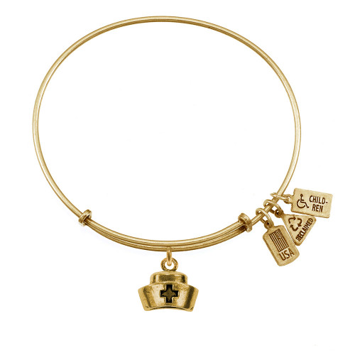 Wind and Fire Gold "Nurse's Cap" 3D Charm with Bangle WF-536